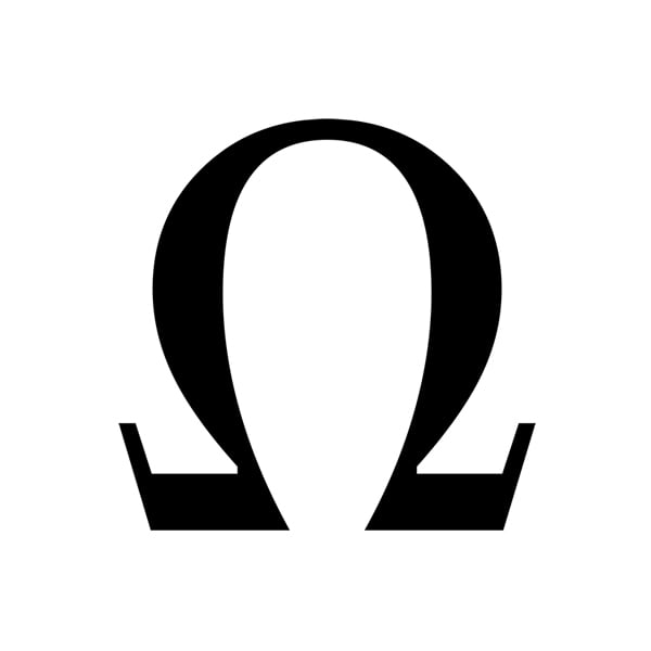 El simbolo omega representa la unidad de resistencia electrica ohm